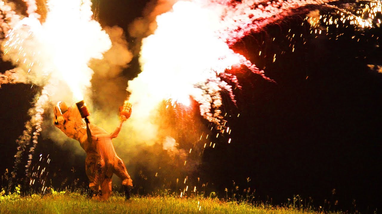 TRex feiert Independence Day mit Feuerwerk